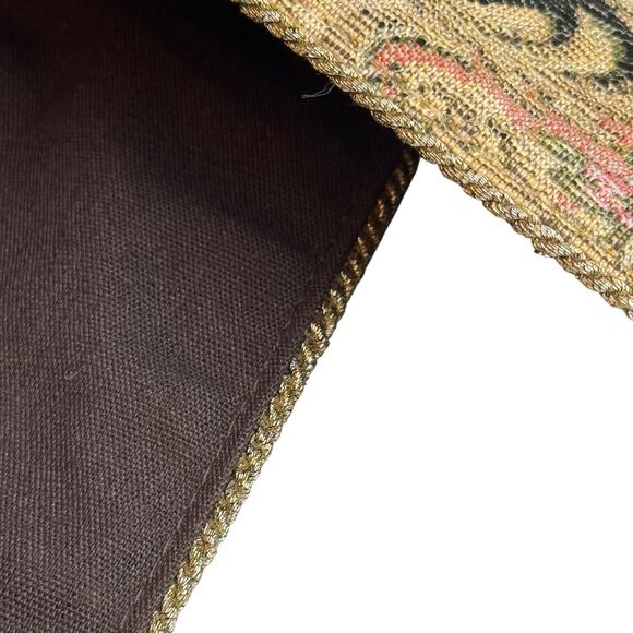 Vintage Floral Tapestry Bell Pull 54" Wall Hanging Brass Hardware Victorian Era - Picture 15 of 16